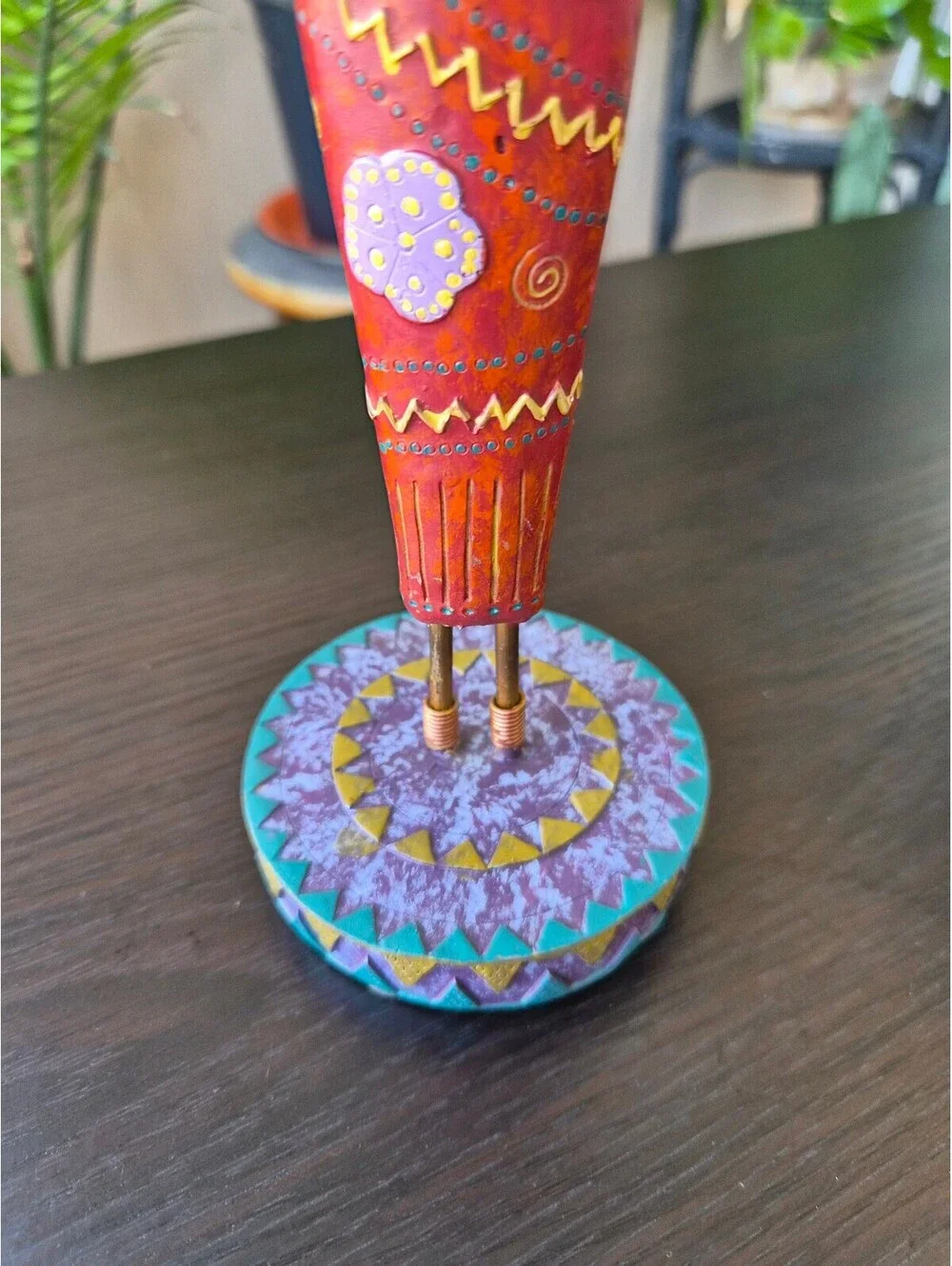 African Woman Water Carrier Figurine Hand Painted Tribal Art Statue